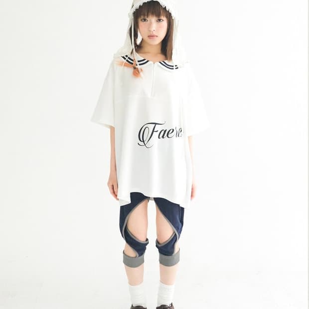 sailor collar mesh loose top