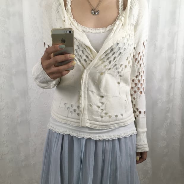 HIROKO BIS white crochet cardigan