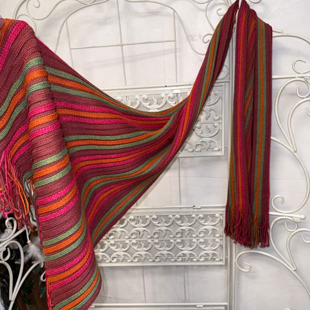 Vivid color mix stripe knit muffler