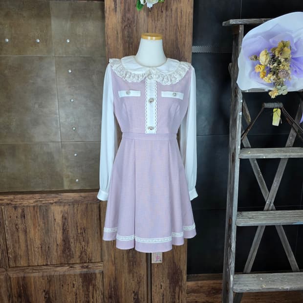 Ank Rouge 레이스 칼라 셋업풍 원피스
