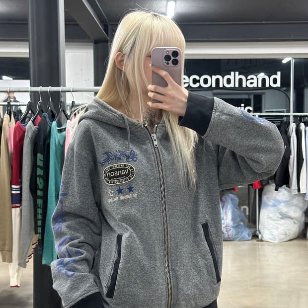 벤슨 자수 패치 후드 집업 