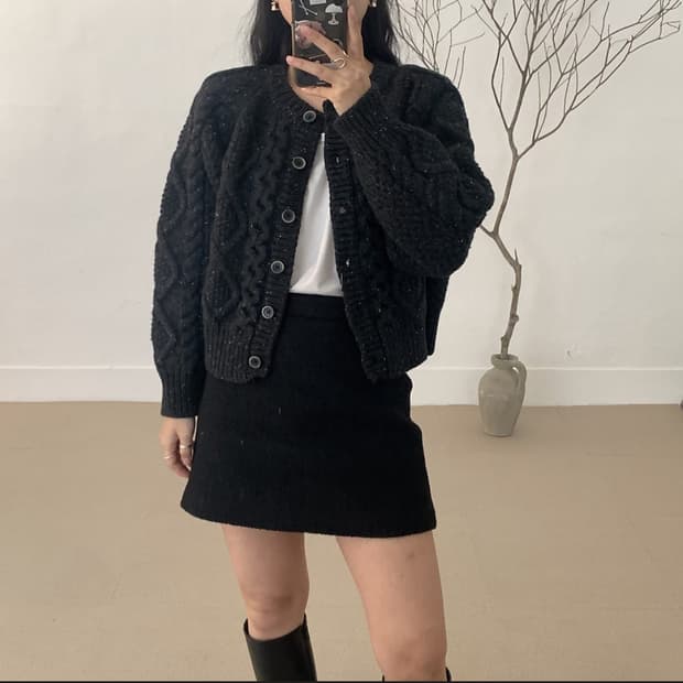 cfs 뮤지엄 케이블 제인 가디건(차콜)