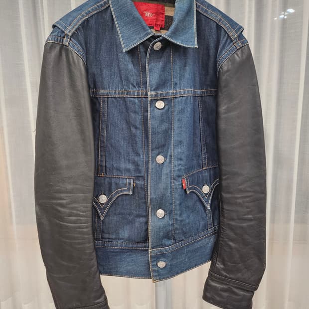 리바이스 레드 타입 4 레더 데님 자켓 L
