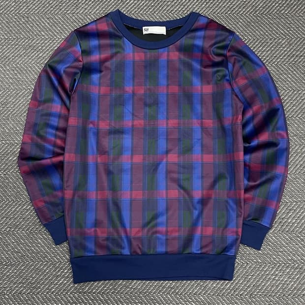 SLY 체크 패턴 맨투맨 v0226