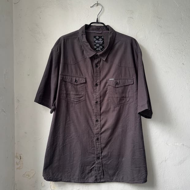 [4XL]Dickies 디키즈 차콜 반팔 워크 셔츠