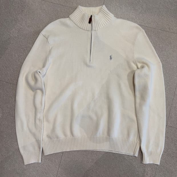폴로 코튼 반집업 니트