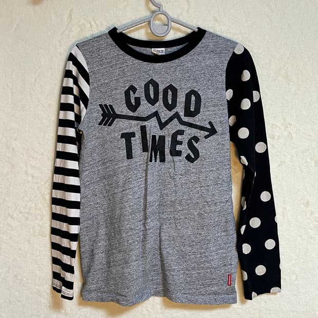 빈티지 도트 스트라이프 긴팔 티셔츠