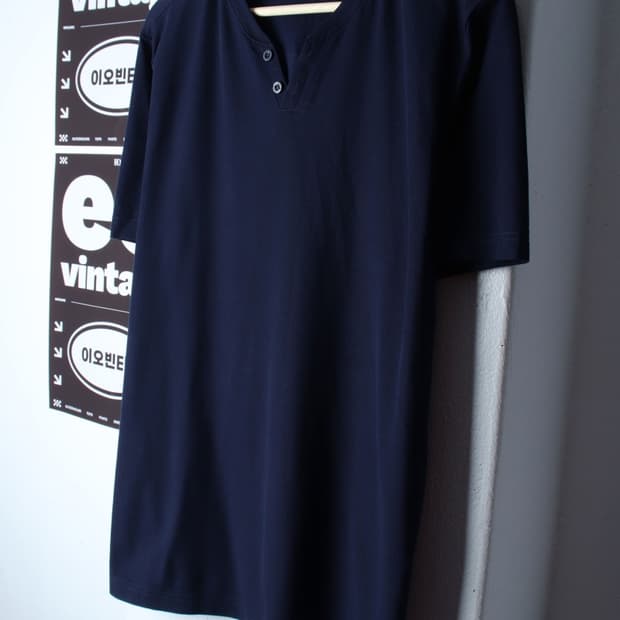 (XL-2XL) 핑 반팔 티셔츠 골프 기능성 헨리넥 네이비-H32987