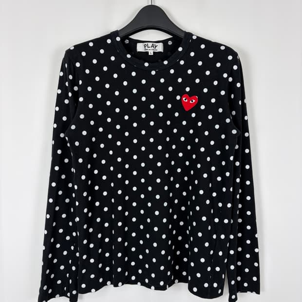 a259) 꼼데가르송 레드와펜 도트 롱슬리브