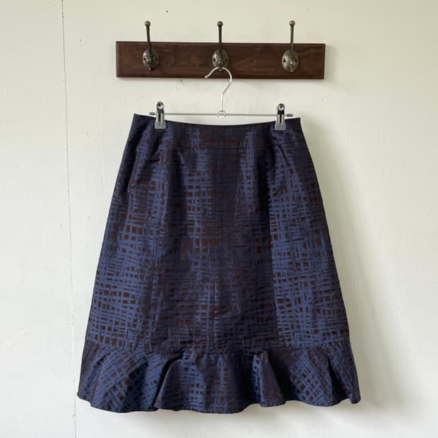 Ch parienne 블루블랙 체크 스커트