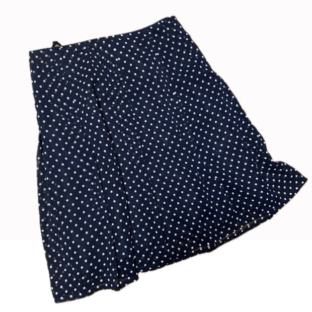 빈티지 도트 미디 치마 (navy)