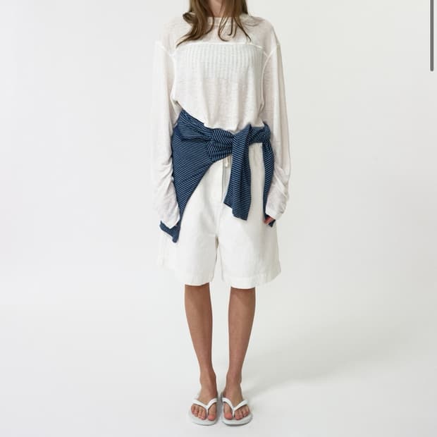 낫띵리튼 Pale linen banding pants white