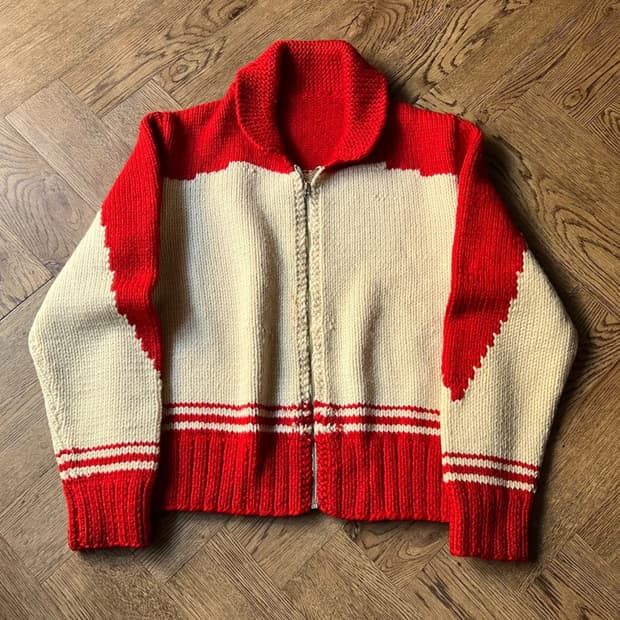 [M]6~70's 빈티지 핸드메이드 집업 코위찬 스웨터