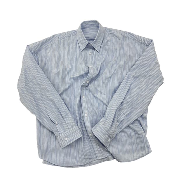 [1] 논노드 플렉시블 스트링 턱트 스트라이프 셔츠 스카이 블루