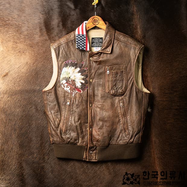 [L] 80s 아비렉스 B-9 레더 플라이트 베스트 