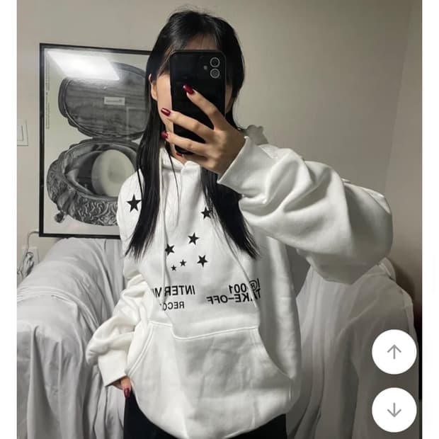 에이블리 남여공용 스타 프린팅 기모 후드티 (새상품)