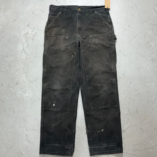 OG 칼하트 B136 더블니 블랙 칼하트 썩블니 워크팬츠