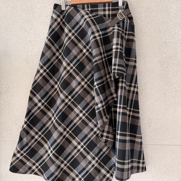 체크 롱치마 스카프 모리 일본브랜드