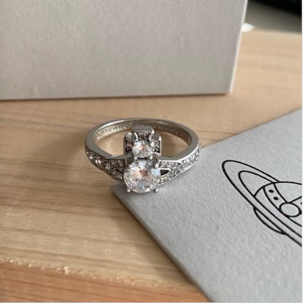 비비안웨스트우드 아카이브 크리스탈 큐빅 orb링 반지