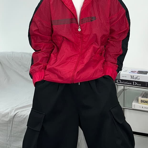 나이키 90s 레드 버건디 바람막이 L