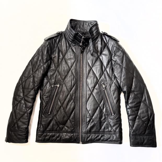 MALE&CO - 하이넥 레더 자켓