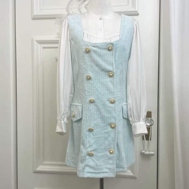 sheer mintblue button point opc&white sh