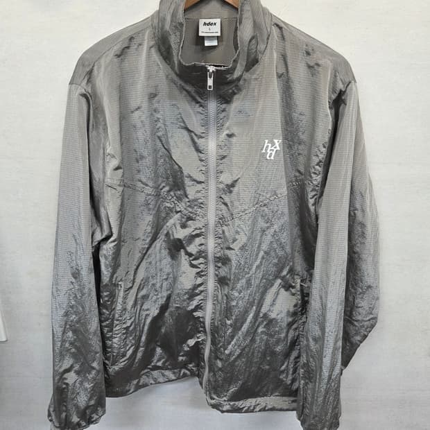 에이치덱스 메탈 컬러 빅로고 바람막이 집업자켓 L 오버핏 