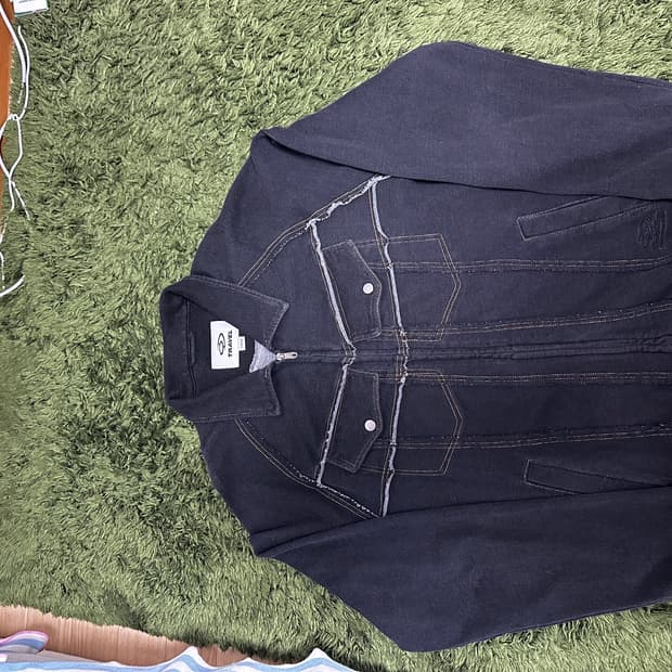 트래블 로우 엣지 데님 집업 자켓 차콜