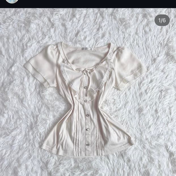 무드브릿지 빈티지 로걀탑 히메 갸루 러블리 프릴 블라우스