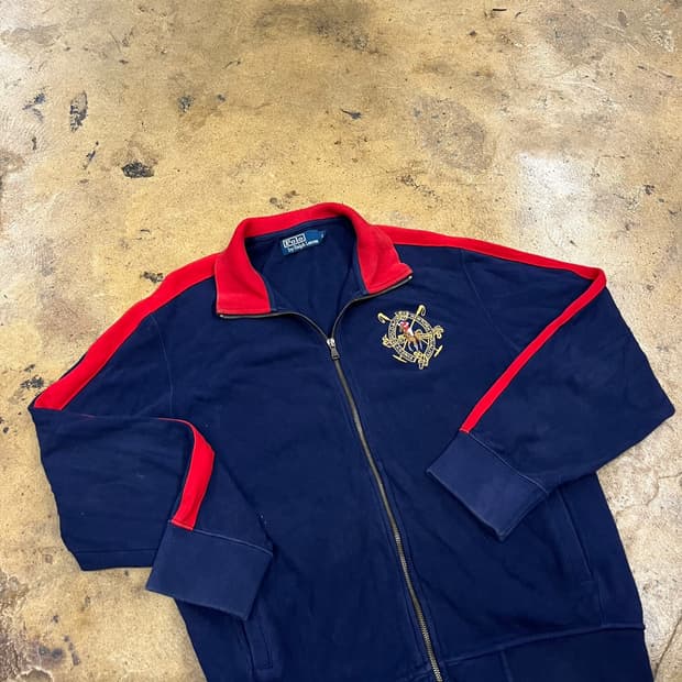 폴로 랄프로렌 네이비 레드 집업 