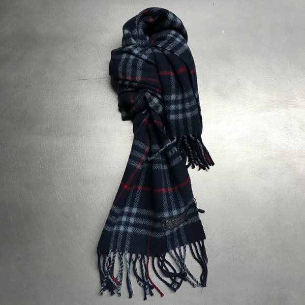 버버리 정품 램스울 머플러 네이비