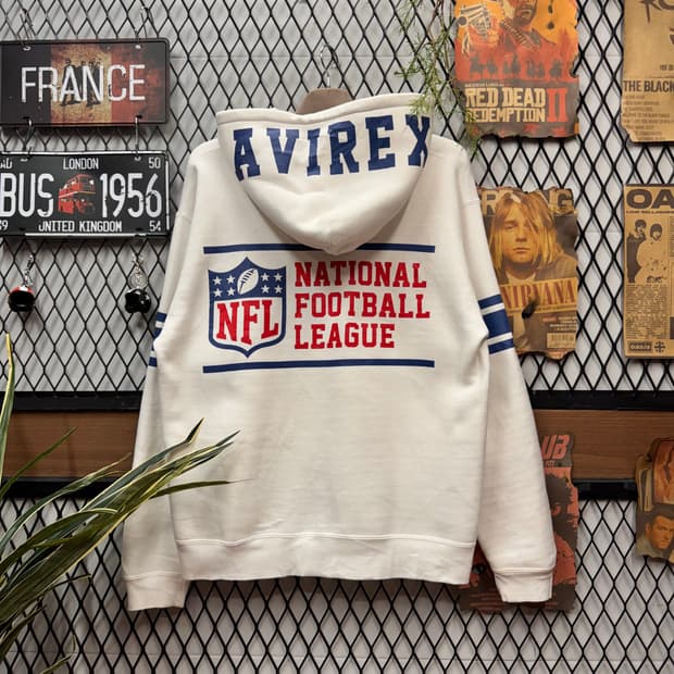 00s 아비렉스 X NFL 후드티 후면 빅로고 포인트 화이트