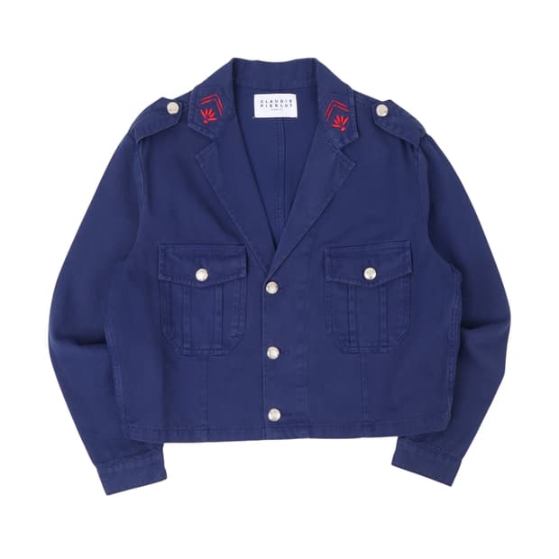 Claudie pierlot 실버버튼 크롭 코튼 자켓