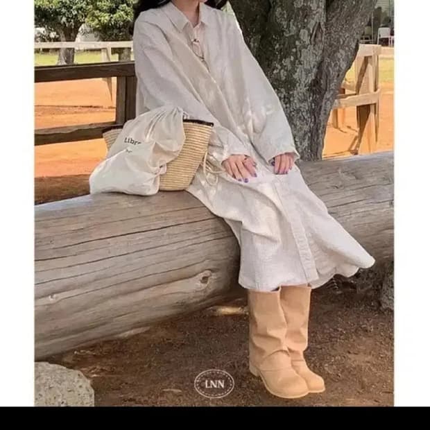 리넨느 bake stripe 셔츠원피스