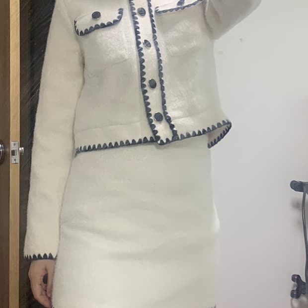 샤넬까멜리아스타일 트위드 자켓 셋업 세트 