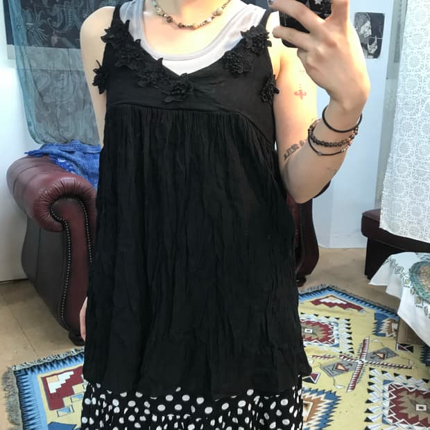 제페니즈 빈티지 플라워 슬리브리스 (Z986)