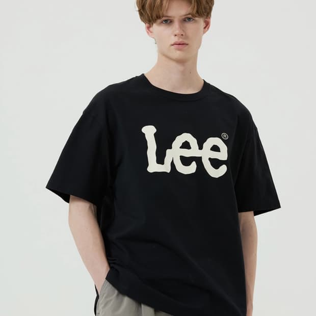 LEE 로고 반팔 티셔츠 블랙 S