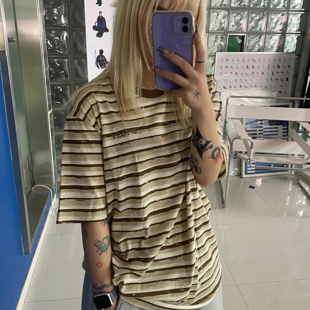 stripes short sleeve tee F0A405507 줄무늬 티