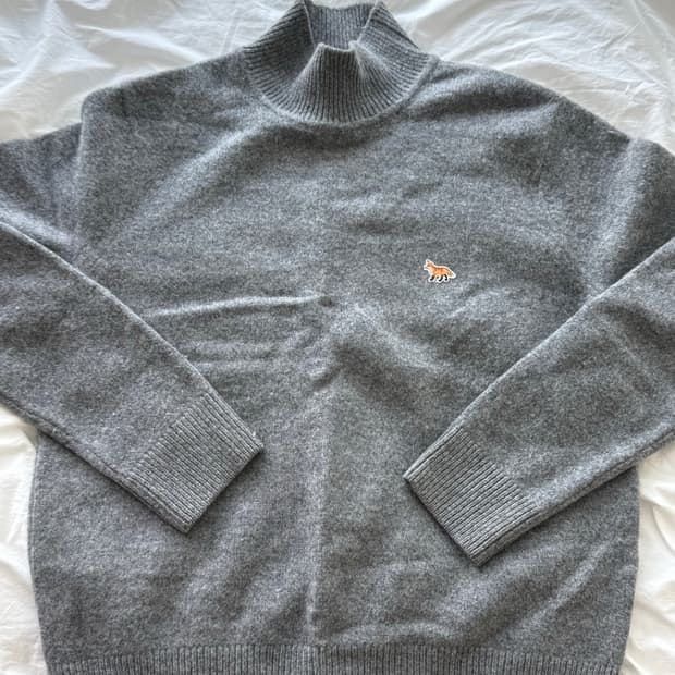 메종키츠네 폭스헤드 니트 그레이 M