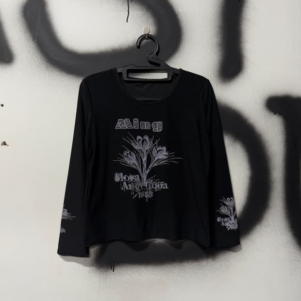 VTG 빈티지 락 고스 펑크 빅 프린팅 크롭 롱슬리브