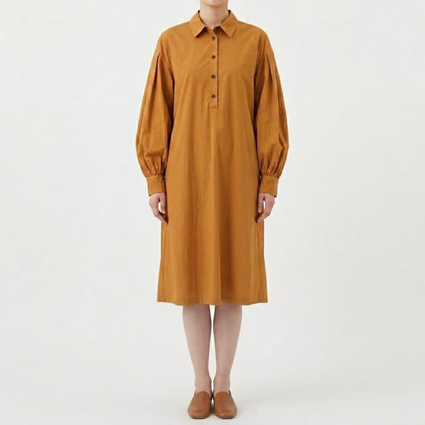 한섬 늘(NEUL) 코튼 혼방 셔츠 롱 원피스 0사이즈