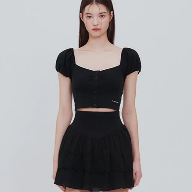 낫유어로즈 레이스 스퀘어 티셔츠 탑 반팔