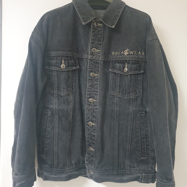 로카웨어 rocawear 데님 빈티지 흑청 자켓 XL