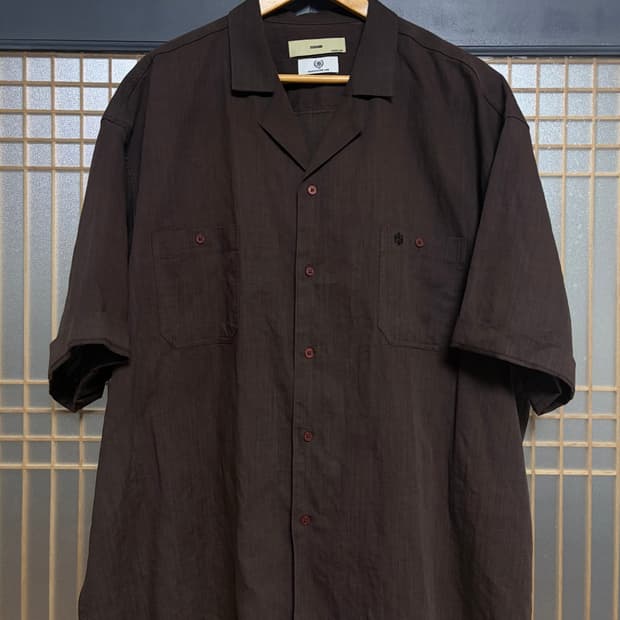 XL)시도SllllDO 오픈카라 린넨 반팔셔츠