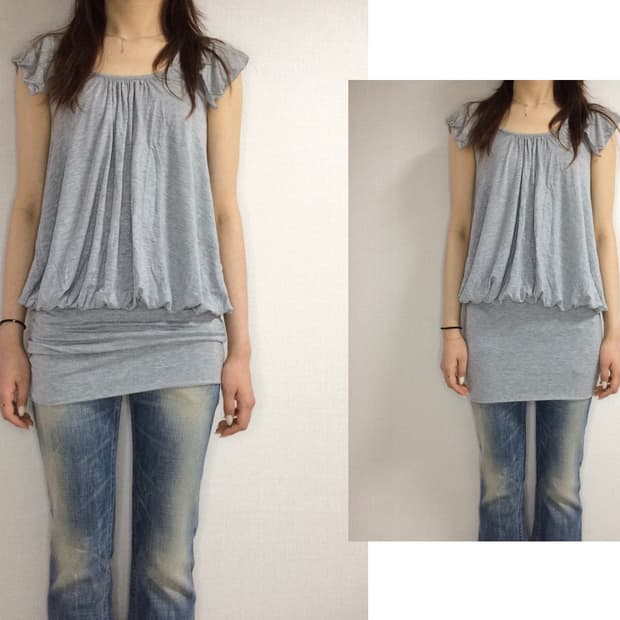 유니클로 x 더블스탠다드 클로징 그레이 튜닉 원피스