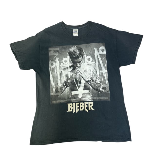 빈티지 저스틴비버 justin bieber 퍼포스투어 티셔츠 L