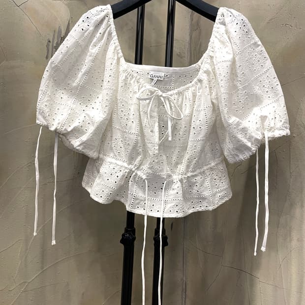 가니 Broderie Anglaise Cropped Top 55~66
