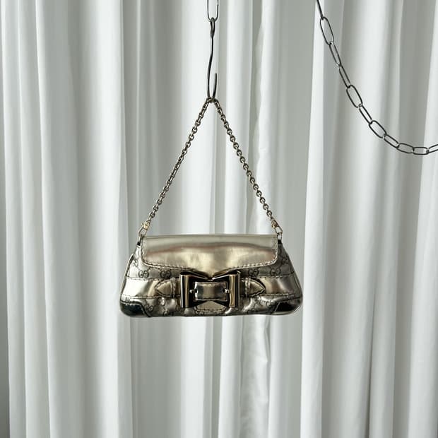 구찌 구찌시마 퀸 보우 체인 숄더백 Y2K