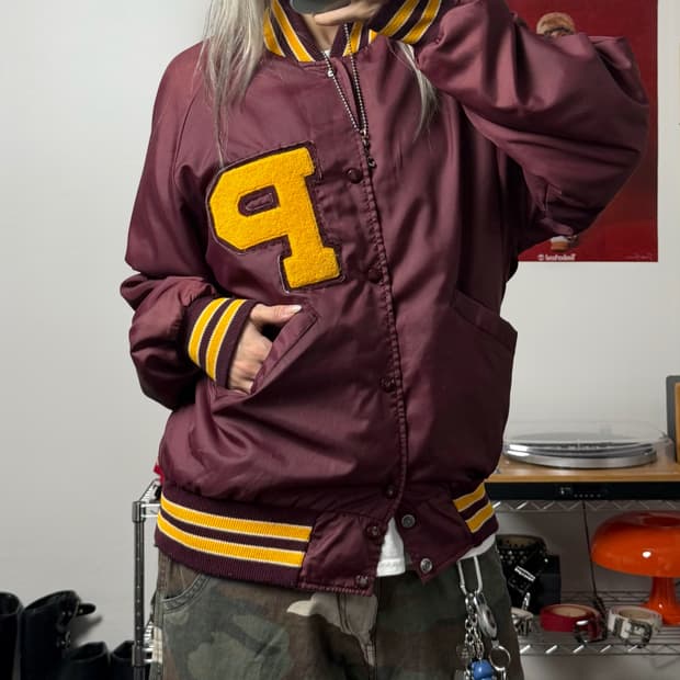 USA 빈티지 00s 피츠버그 스타디움 버건디 점퍼