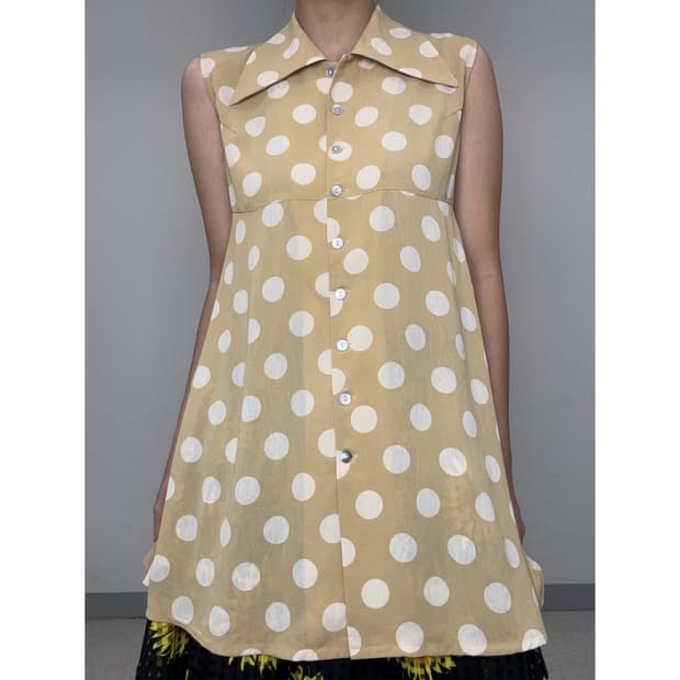 빈티지 도트 슬리브리스 블라우스